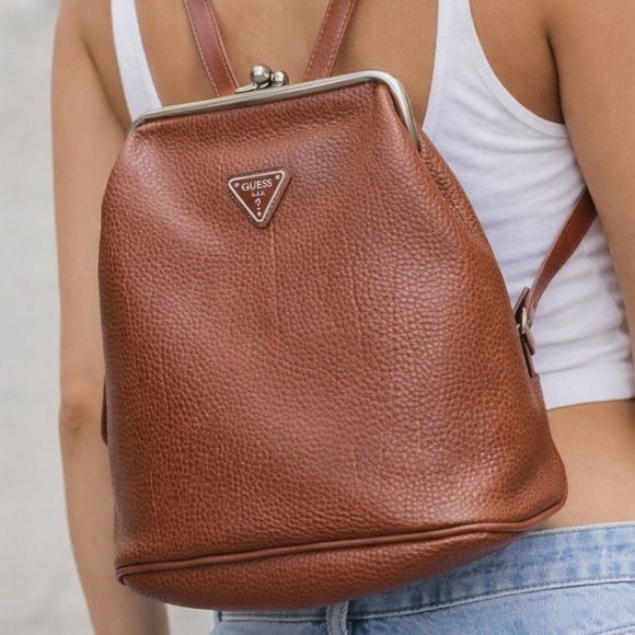 Guess Rare vintage y2K Tan Leather Women's Backpack - Picture 2 of 10